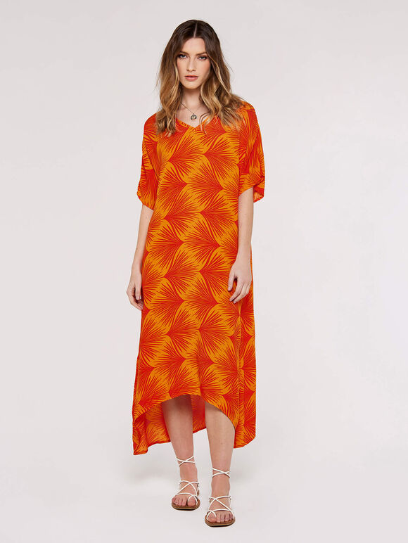 Printed Midi Kaftan, Orange, large