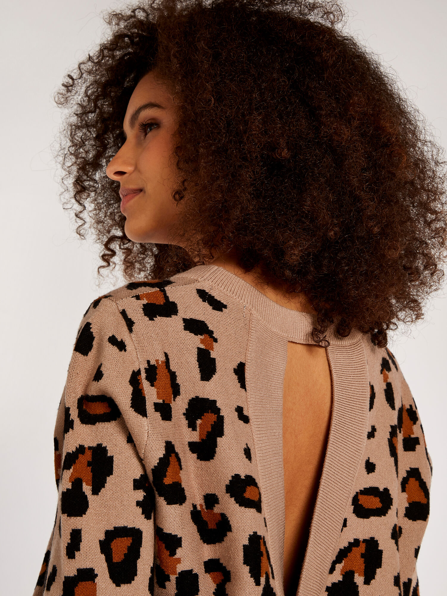 Open back leopard sweater shop