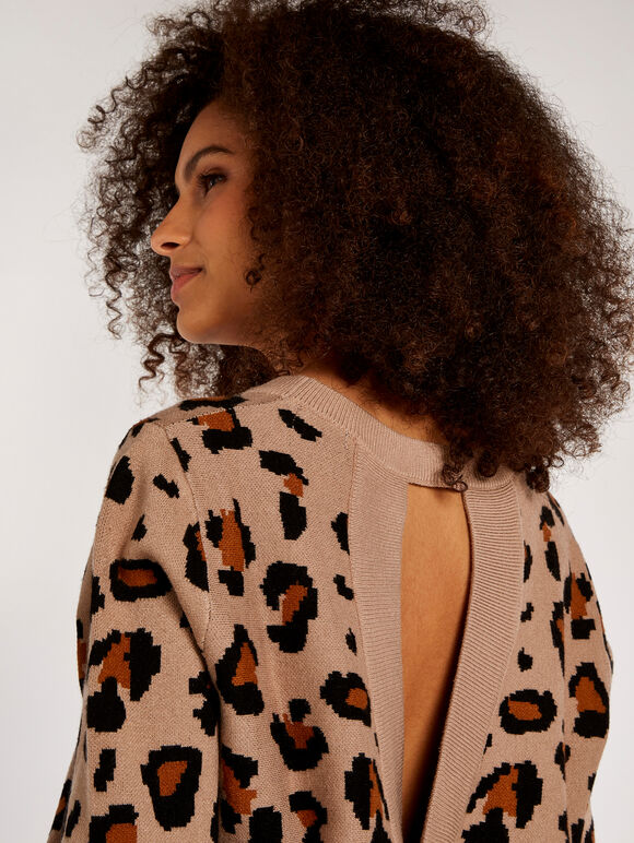 Animal Open Back Jumper, Stone, large
