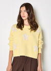 Daisy Applique Chunky Knit Jumper, Yellow, large