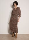 Paisley Chiffon Ruffle Blouse, Brown, large