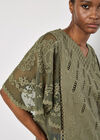 Embroidered Cotton Mesh Top, Khaki, large