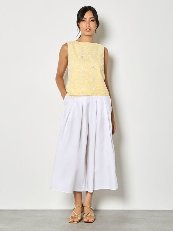 Floral Lace Embroidered Shell Top

, Yellow, large