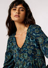 Boho Floral Print Maxi Dress, Navy, large