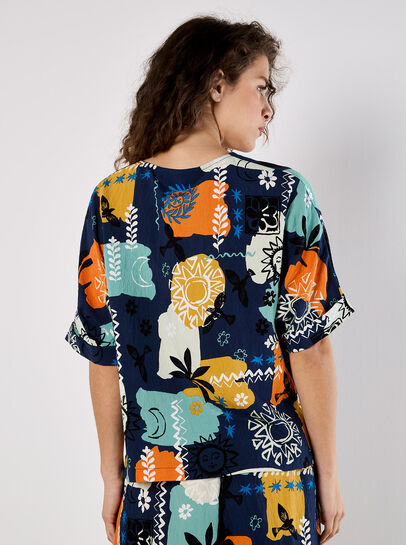 Colourful Sketch Print Top