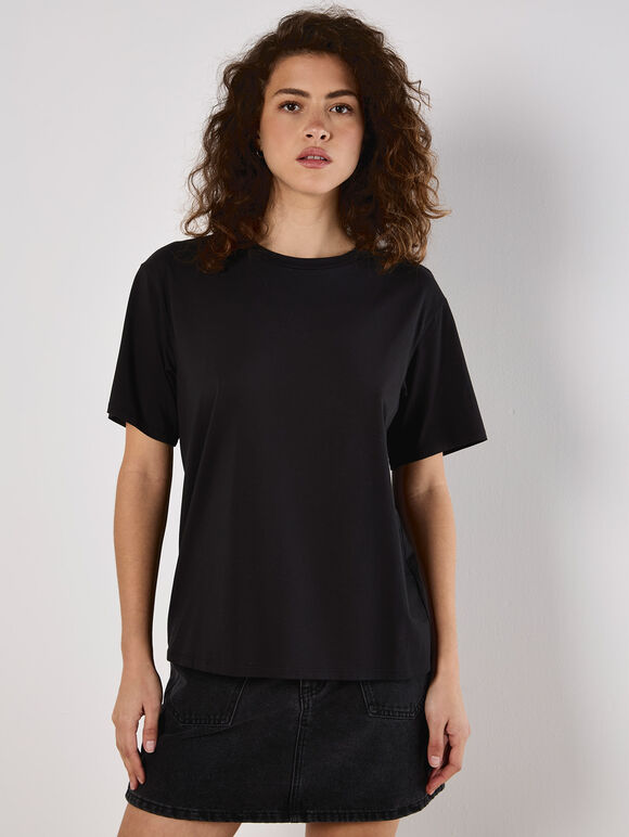 Modal Jersey Basic T-Shirt, Black, large