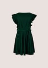 Jersey Crepe Ruffle Mini Dress, Green, large