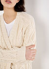 Chunky Cable Knit Longline Cardigan, Cream, large