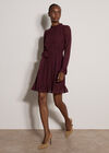Flocked Star Crepe Mini Dress, Plum, large