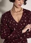Vintage Floral Crepe Mini Dress, Burgundy, large