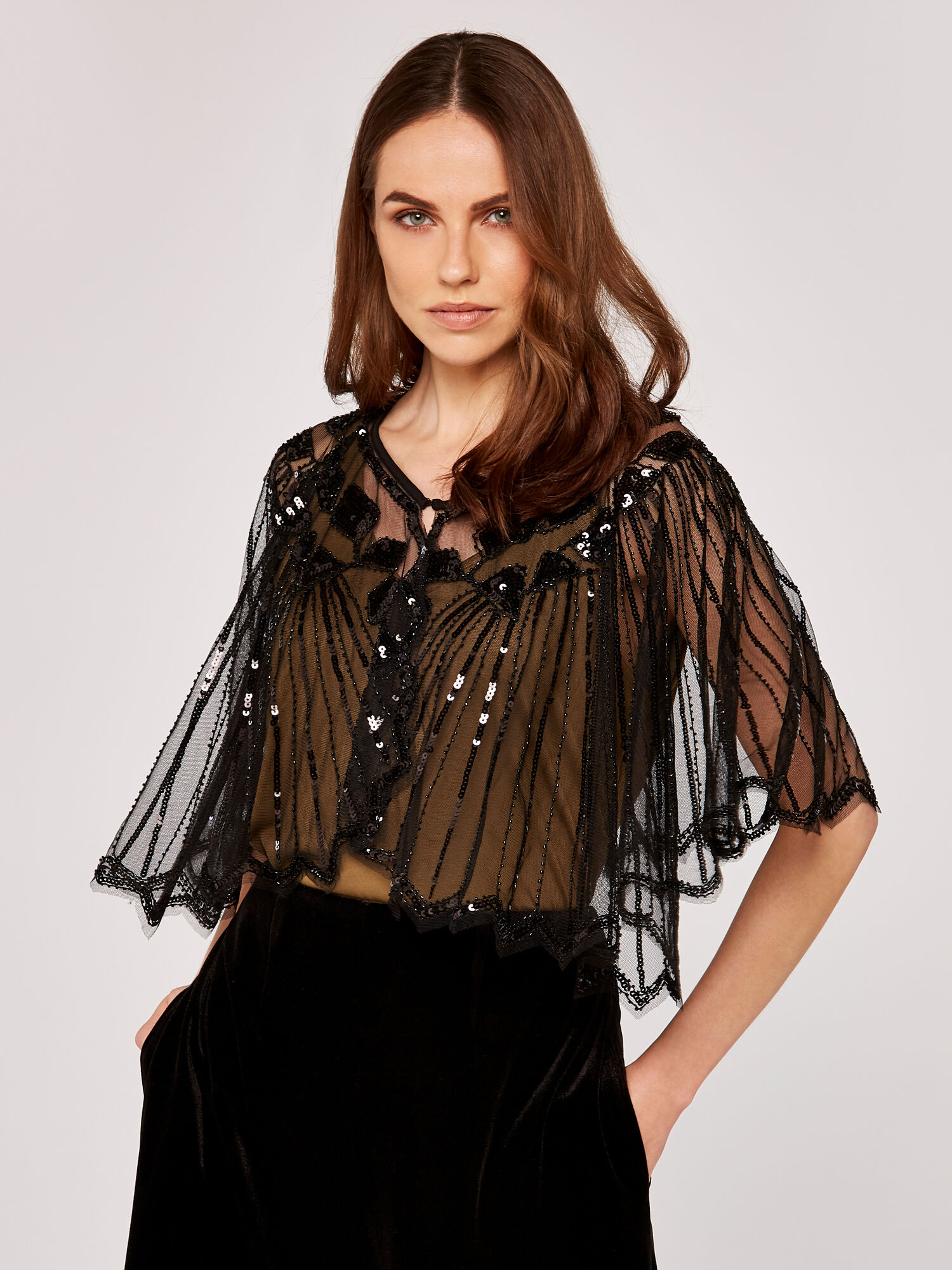 Black sequin mesh top clearance