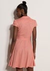 Linen Blend Shirt Mini Dress, Coral, large