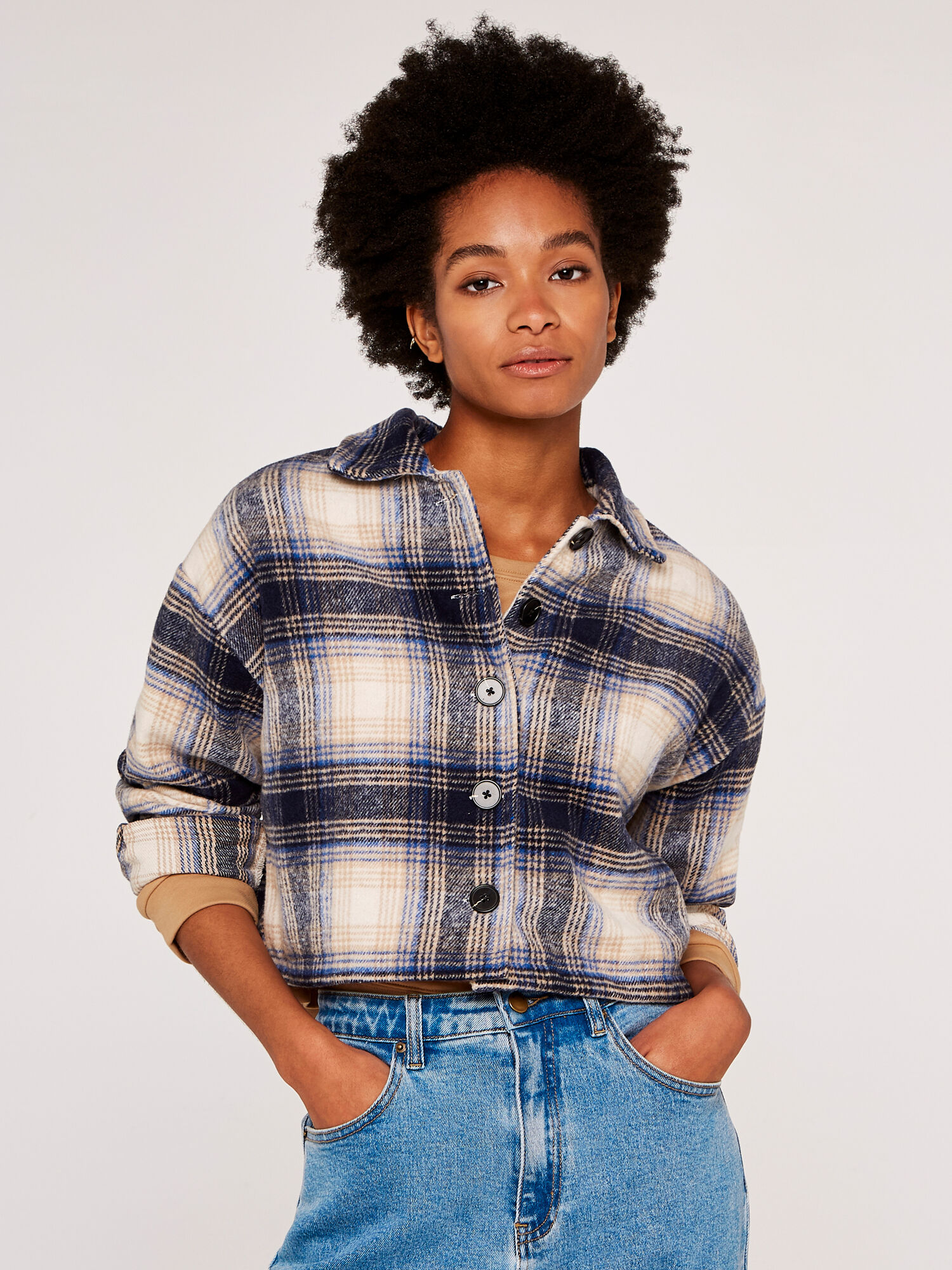 Checkered crop hotsell jacket
