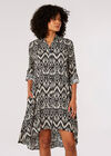 Diamond Print Shirt Mini Dress, Black, large