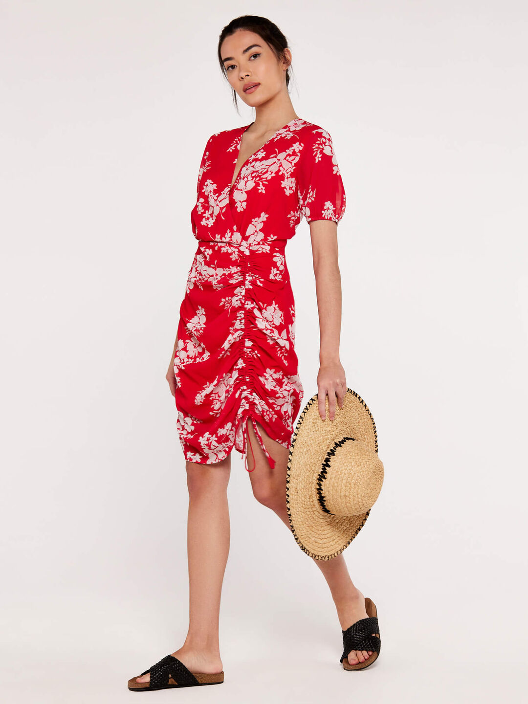Floral Ruched Front Dress
