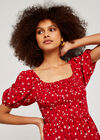 Floral Puff Sleeve Dress, Red, large