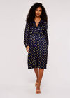 Metallic Gold Spot Midi Dress, Navy, large