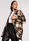 Checked Oversized Shacket, Stone, large