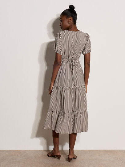 Stripe Wrap Midaxi Dress