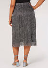 Lurex Plisse Midi Skirt, Light Grey / Silver, large