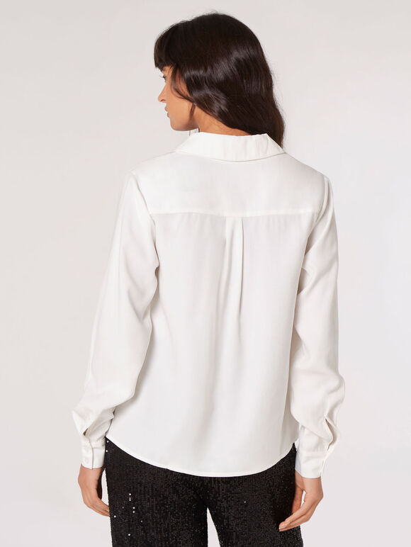 Soft Twill Zip Blouse, White, large