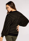 Stripe Rib Boxy Jumper, Khaki, large