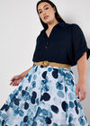 Abstract Print Slub Midi Skirt, Navy, large