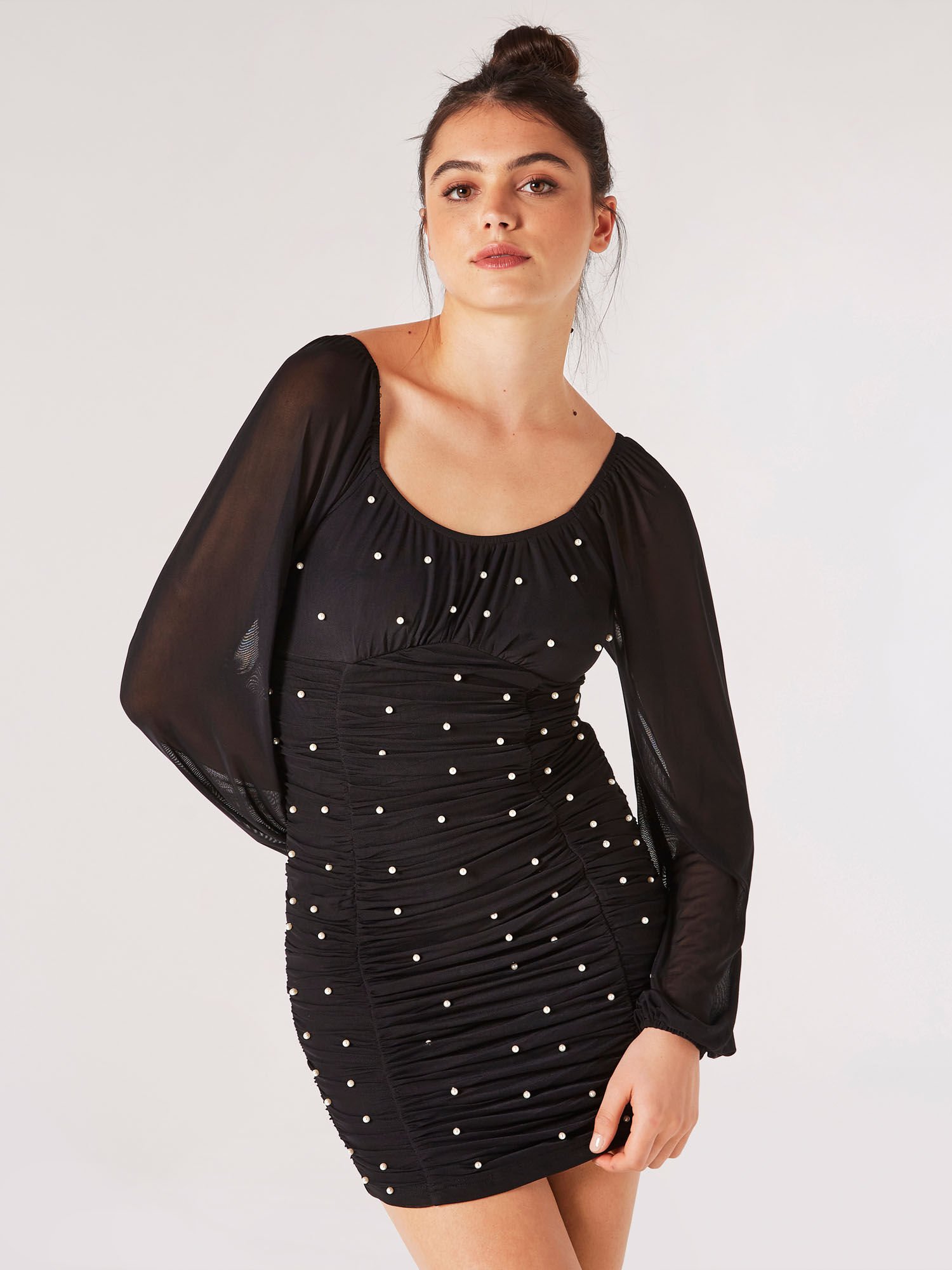 Black dresses with pearls store