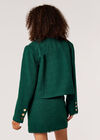 Tweed Cropped Fringe Jacket, Green, large