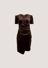 Velvet Ruched Bodycon Mini Dress, Brown, large