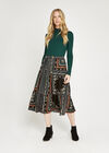 Scarf Print Skirt, Green, large