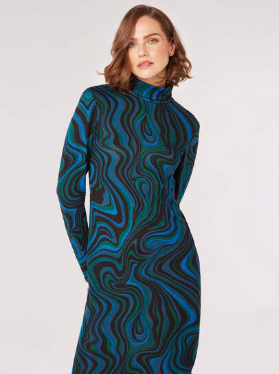 Marble Swirl Knit Midi Dress