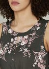 Khaki Floral Print Ruched Waist Maxi, Khaki, large