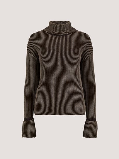 Roll Neck Ribbed Stonewashed Jumper
