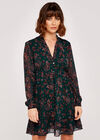 Paisley Long Sleeve Ruffle Dress, Green, large