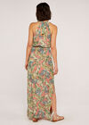 Tropical Chiffon Halter Maxi Dress, Pink, large