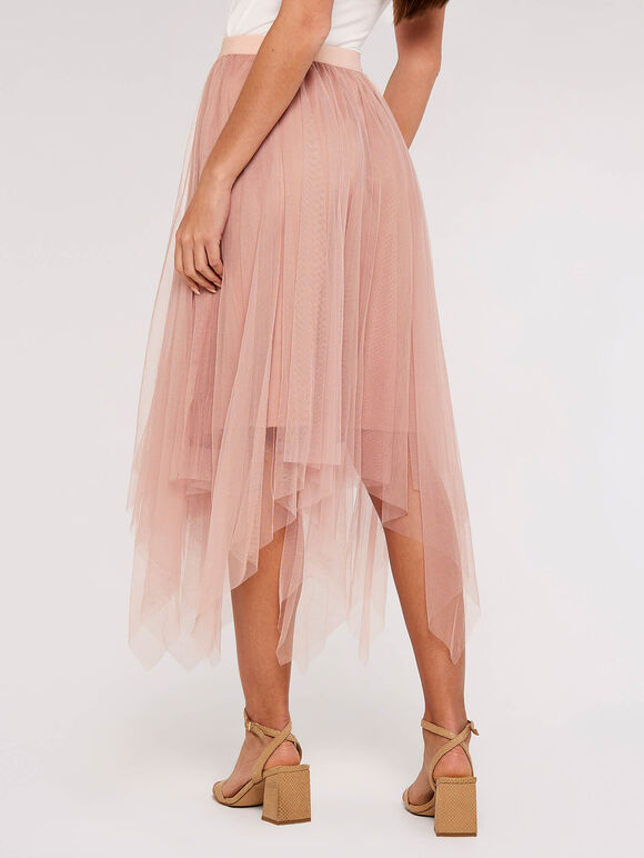 Tulle Hanky Midi Skirt, Pink, large