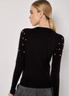 Pearl Embellished Fine Knit Jumper, Black, large