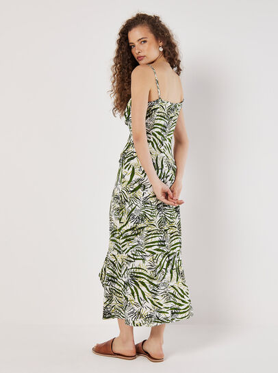 Tropical Zebra Ruffle Tiered Midi Dress