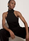 Roll Neck Knitted Tank Top, Black, large
