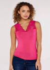 Lace Neck Cami Top, Fuchsia, large