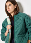 Reversible Check Fleece Quilted Jacket, Green, large