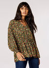 Oversized Ditsy Floral Top, Khaki, large