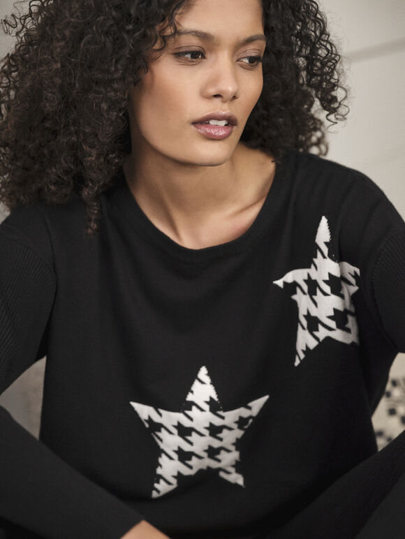 Dogtooth Star Jumper, Black, large