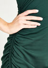Ponti Ruched Bodycon Dress, Green, large