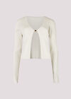 Ribbed Knit Front Clip Cardigan, Cream, large