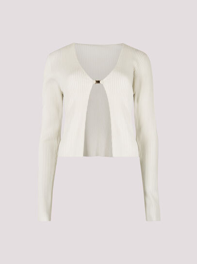 Ribbed Knit Front Clip Cardigan