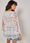 Embroidered Mesh Oversized Top, White, large