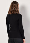 Gemstone Mesh Ribbed Jumper, Black, large