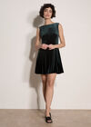 Velvet Swing Mini Dress, Green, large